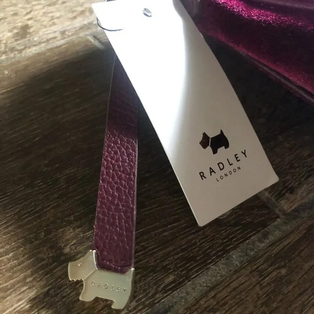 Radley London Selby Street Red Clutch Velvet WINE Small Clutch